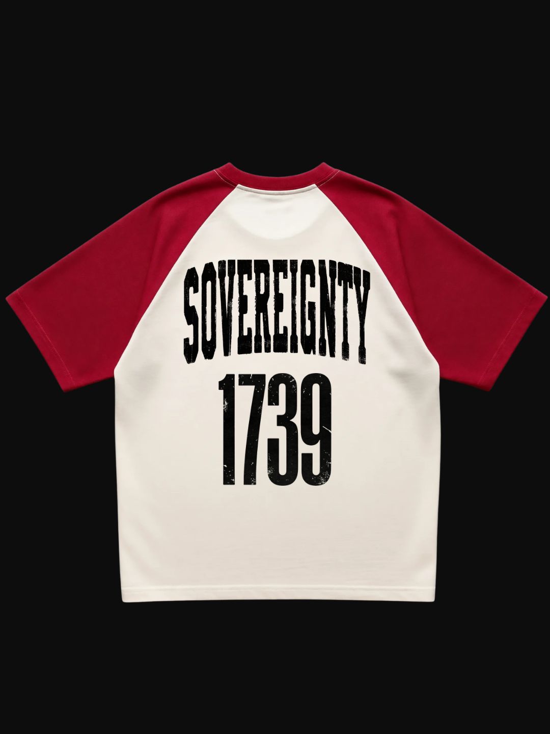 ODD Artifact 020 Unseen Architecture Blood Treaty off-white crimson red raglan back flat lay — OBAY DI DREAM 1739 280 GSM 100% COTTON